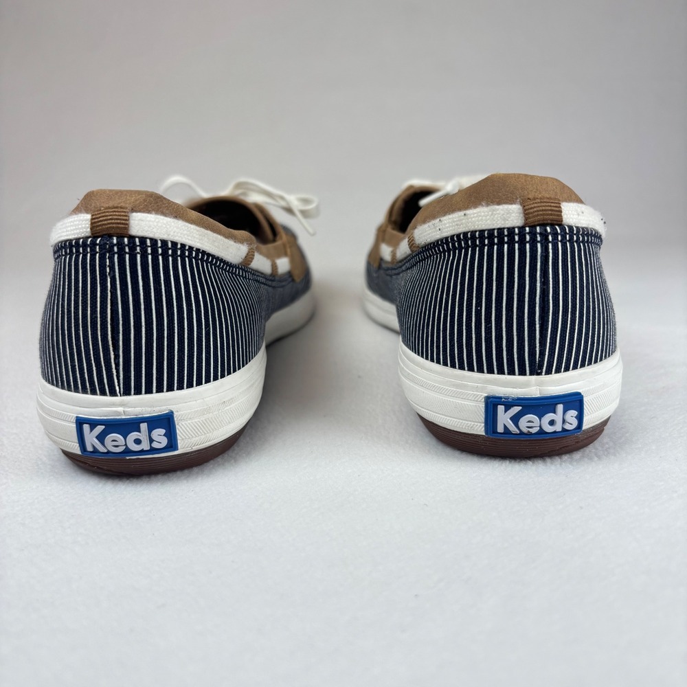 Keds Coastal Nautical Boat Shoes Blue White Striped Canvas Preppy Comfort Sz 8 - Picture 11 of 11